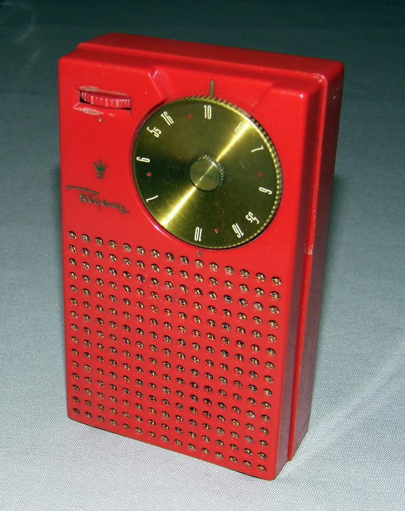 Regency TR-1 transistor radio in mandarin red, circa 1954